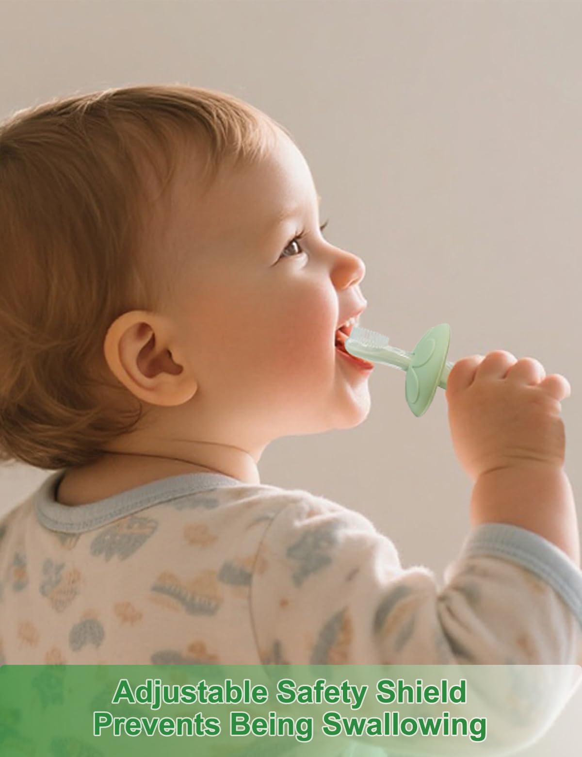 Non-slip grip handle for a comfortable baby toothbrush