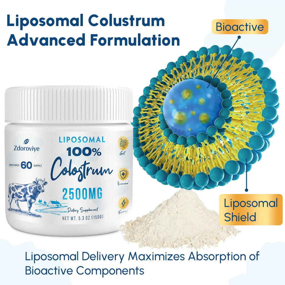 Serving scoop of liposomal bovine colostrum powder