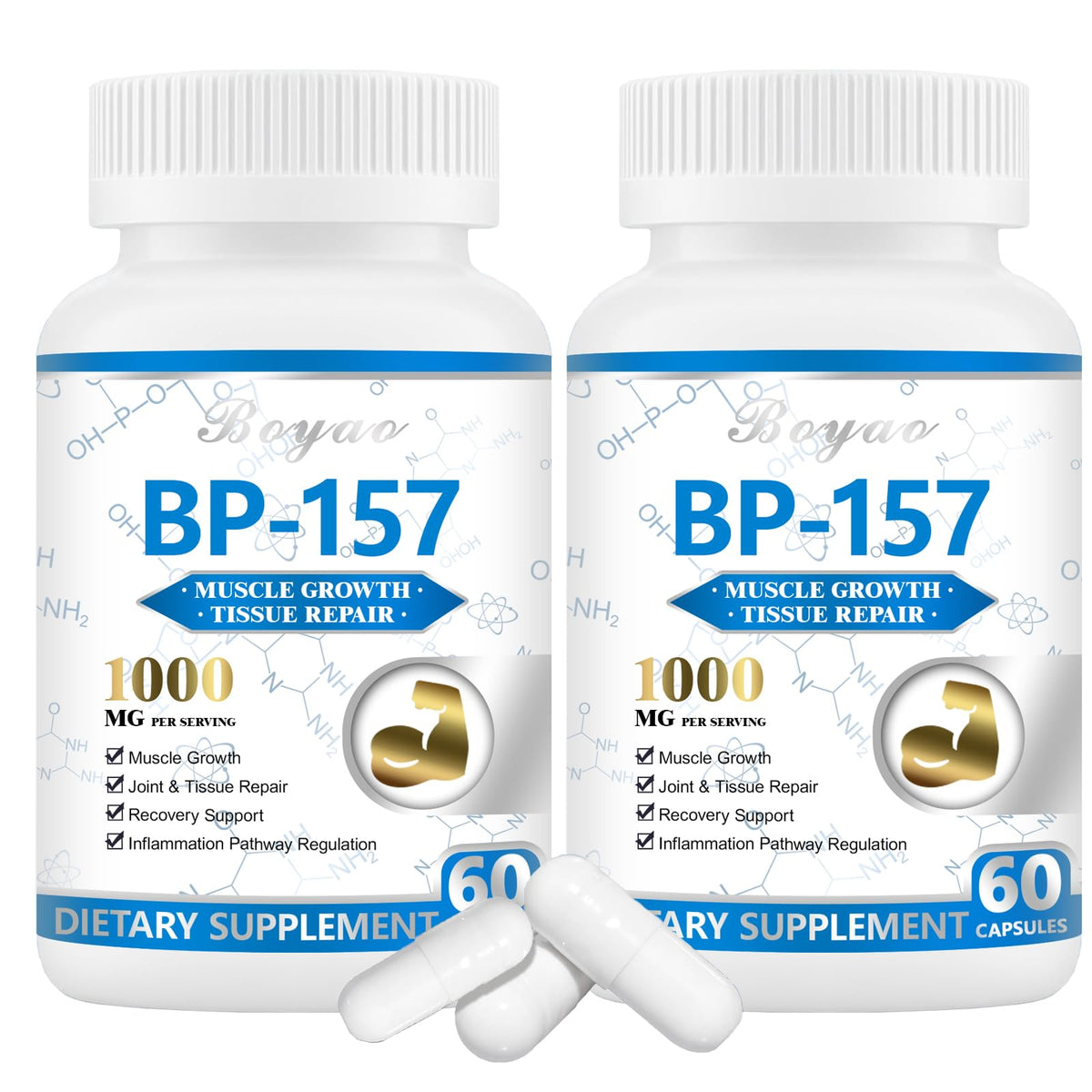BOYAO BP157 peptide capsules bottle—daily muscle recovery support and convenient dosage.
