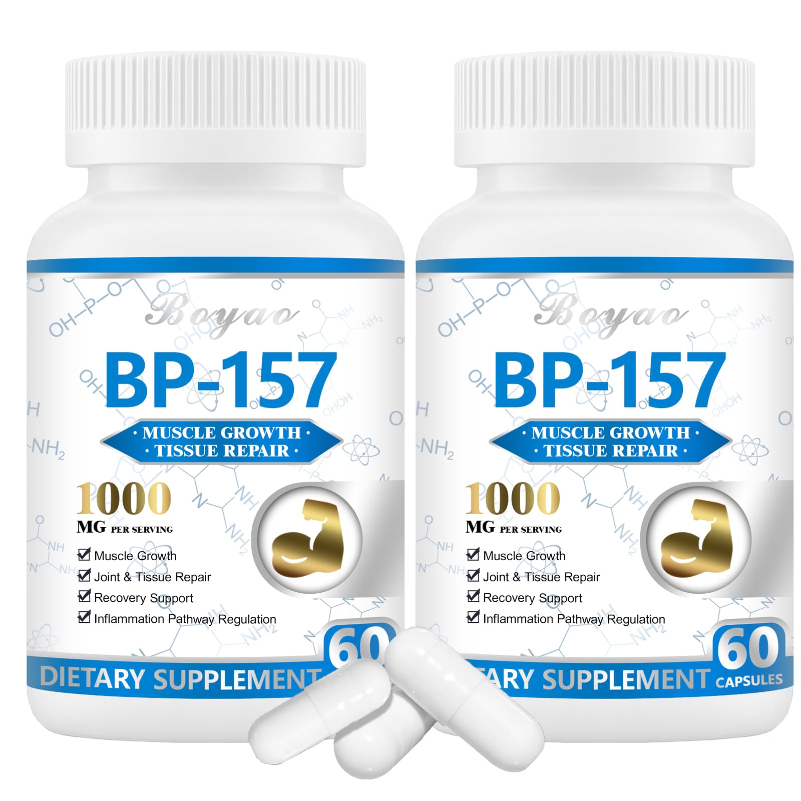 BOYAO BP157 peptide capsules bottle—daily muscle recovery support and convenient dosage.