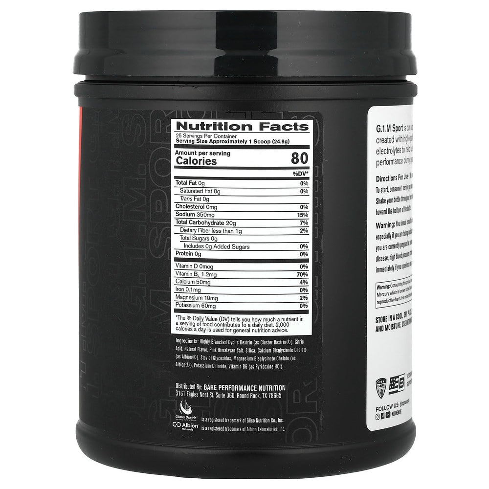 BPN G.1.M Salted Watermelon 25 servings bottle back nutrition label