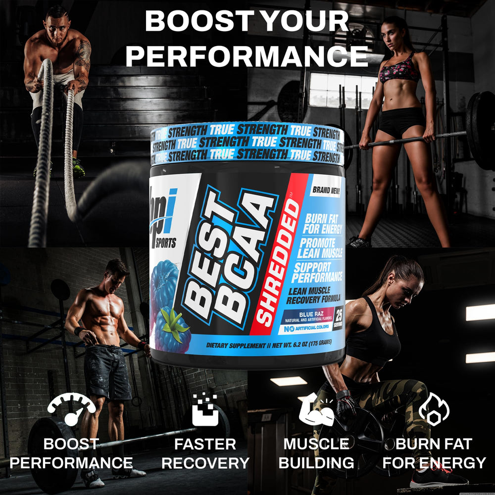 Athlete preparing BCAA Shredded shake after workout