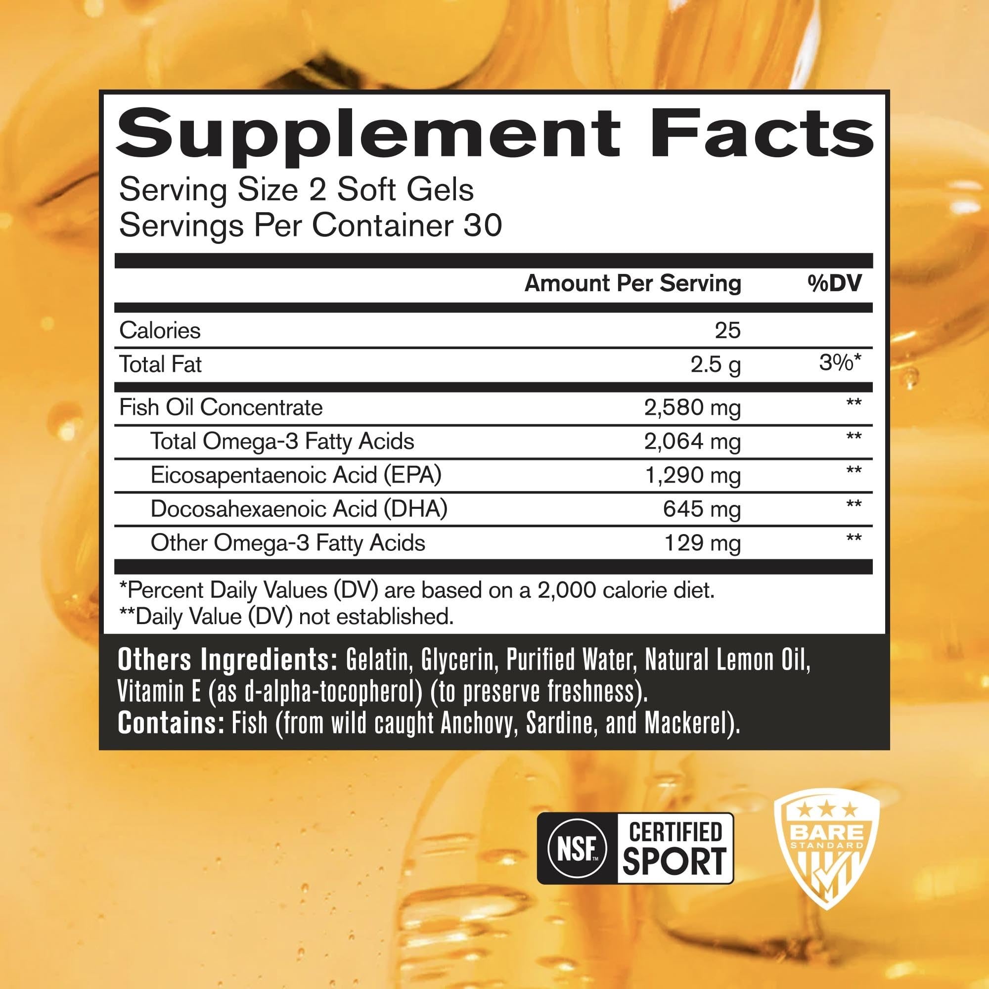 Close-up view of Strong Omega Fish Oil Soft Gel capsules