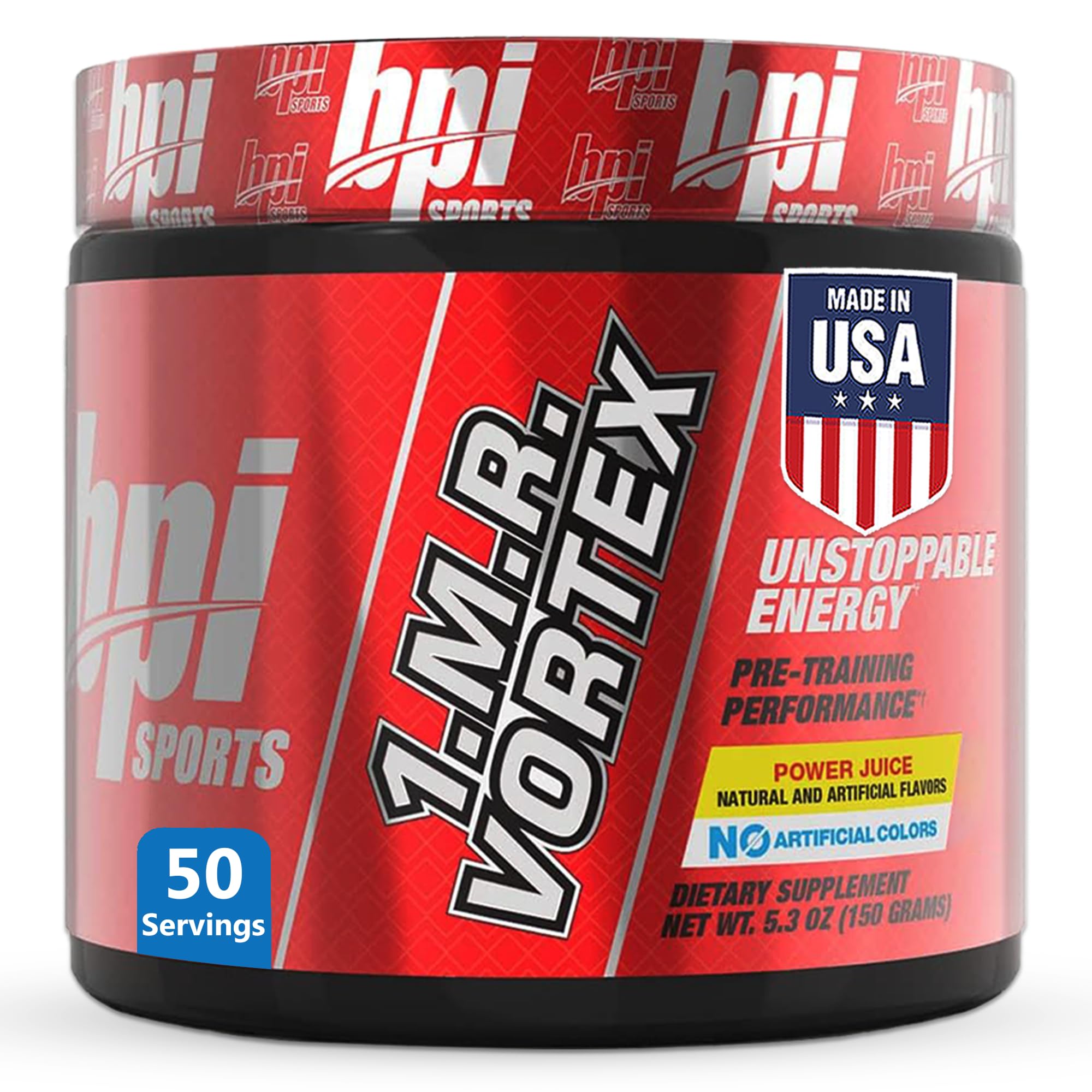 BPI Sports 1.M.R Vortex tub with Power Juice flavor for energized workouts