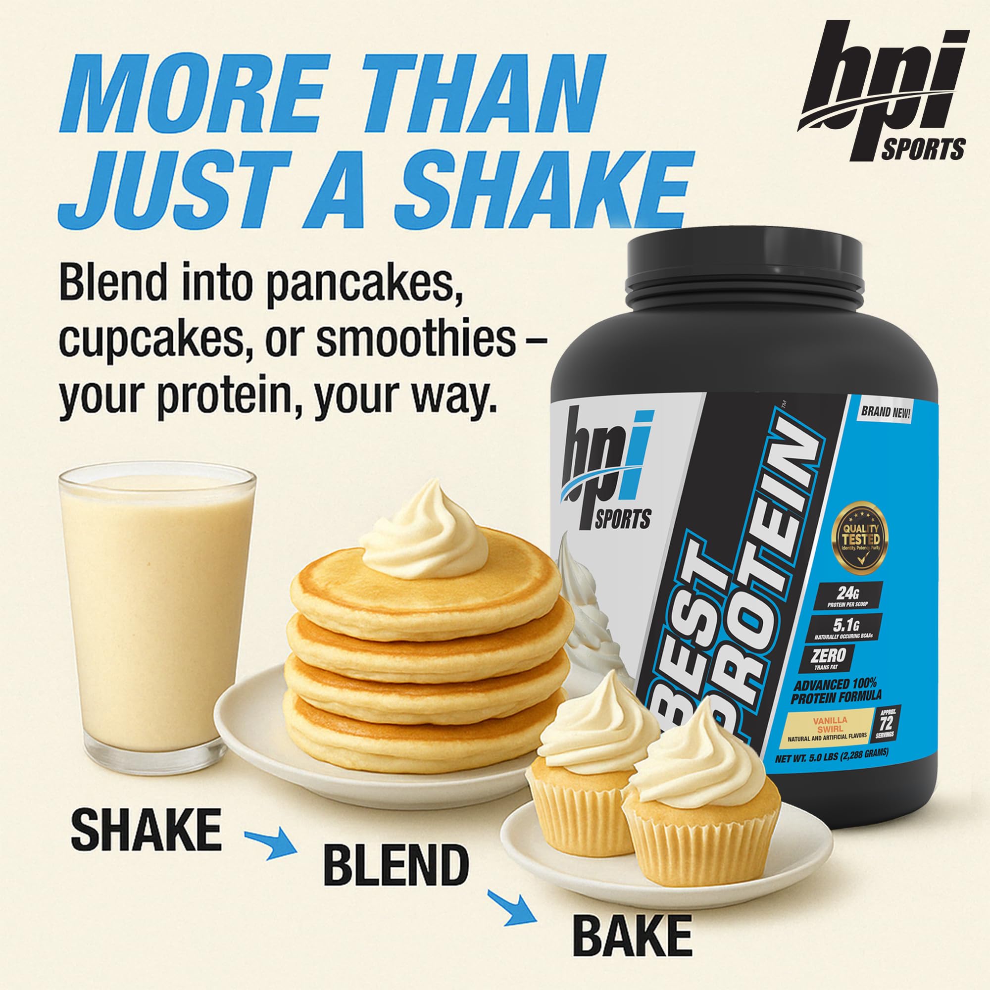 BPI Sports Best Protein gluten-free badge on container