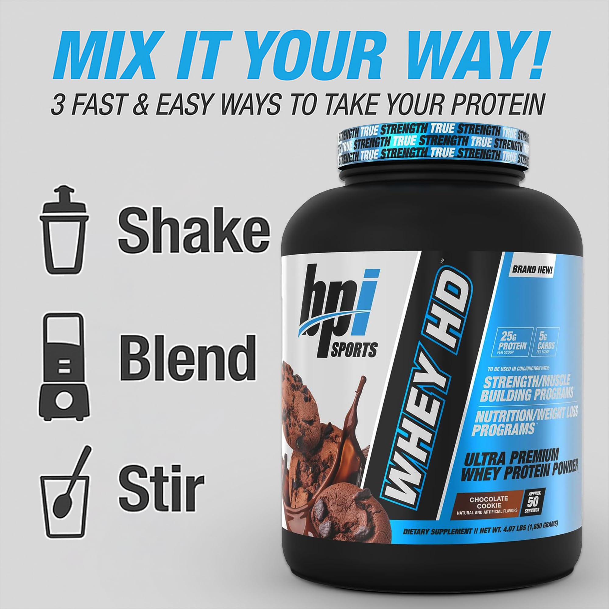 BPI Sports Whey HD scoop ready to measure a convenient serving