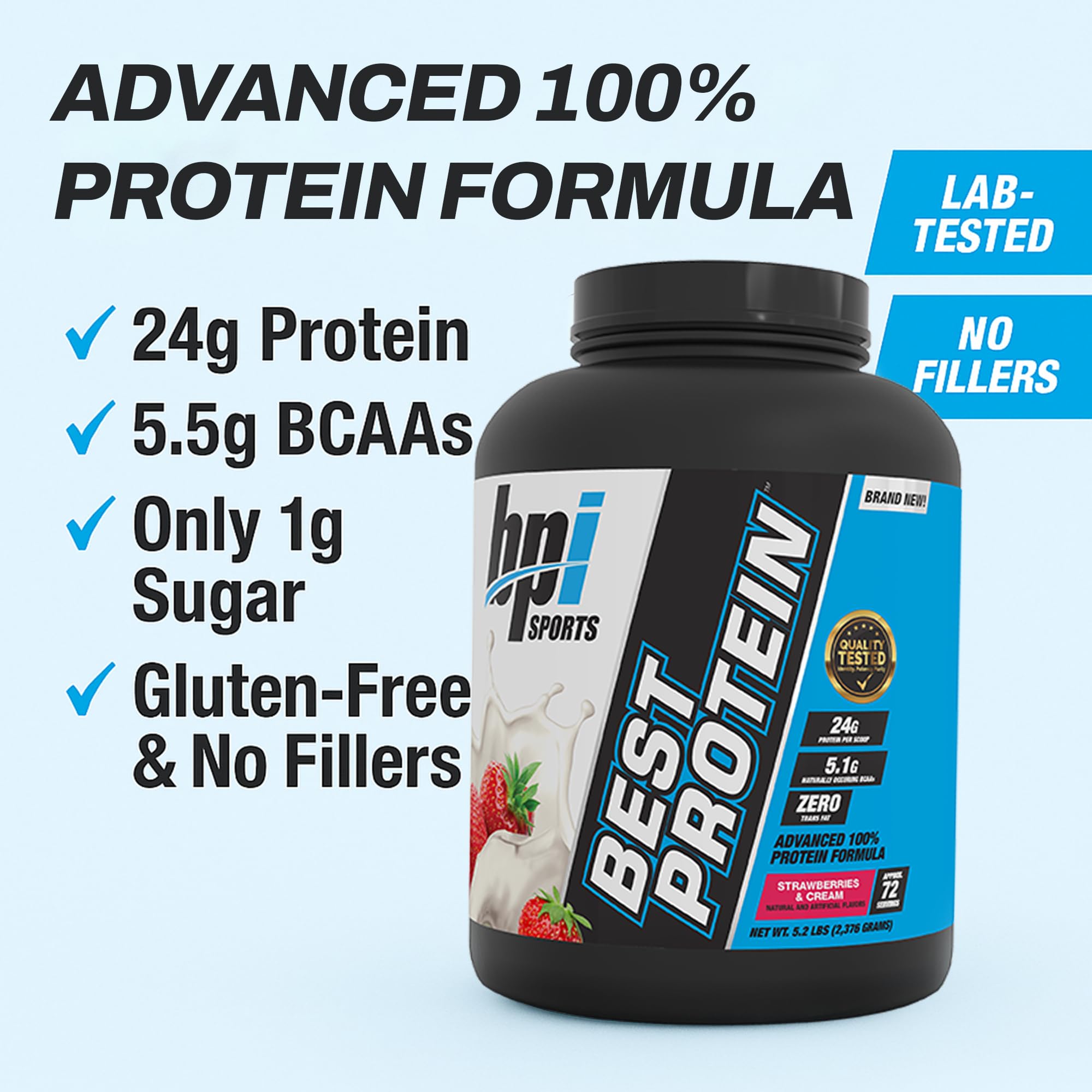 Shaker cup with mixed shake using Best Protein demonstrates smooth, creamy texture.