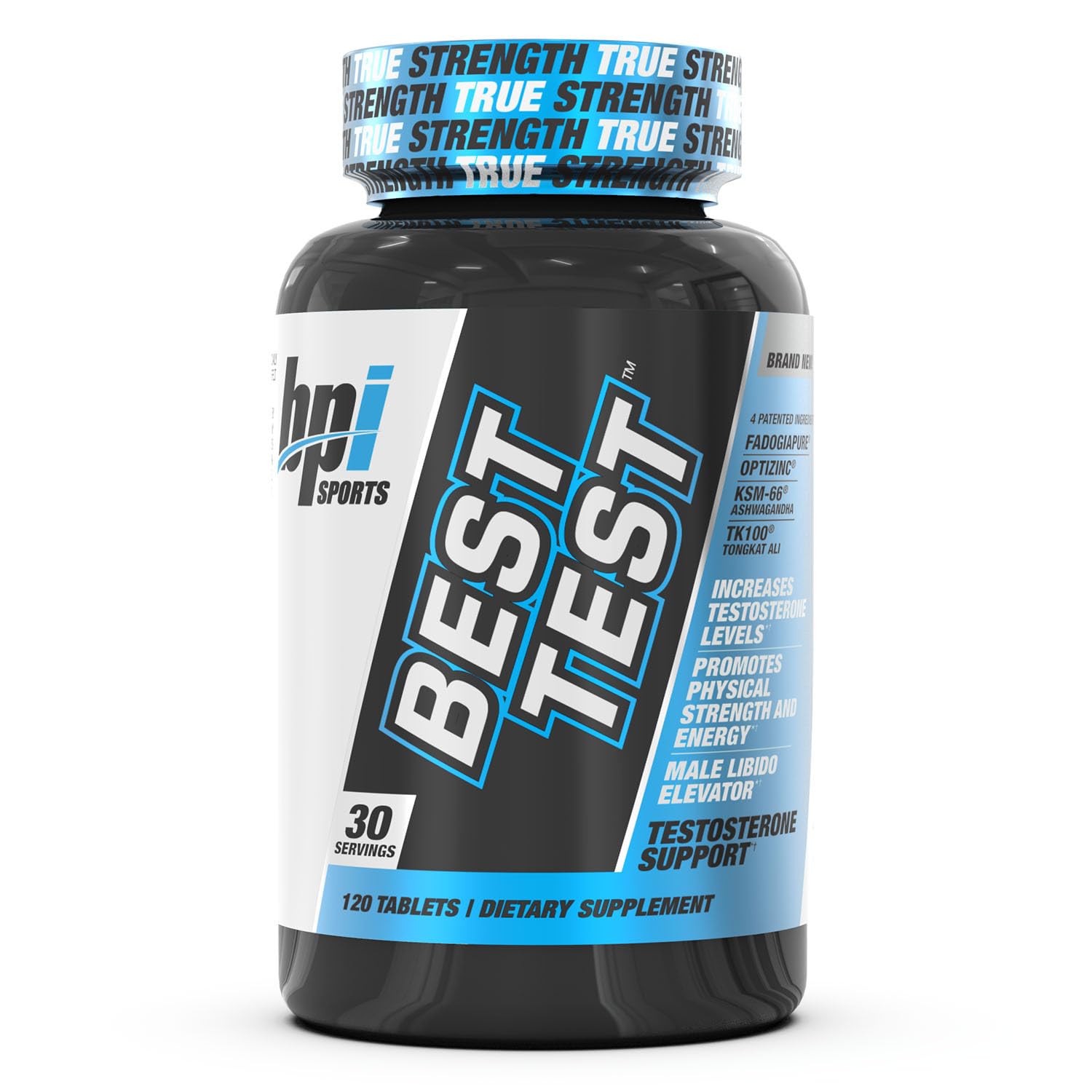 BPI Sports Best Test bottle front showcases branding and natural testosterone support.