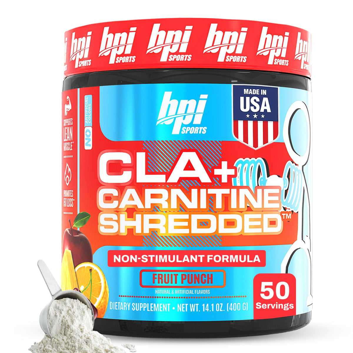BPI Sports CLA + Carnitine Shredded bottle front view for non-stimulant energy support