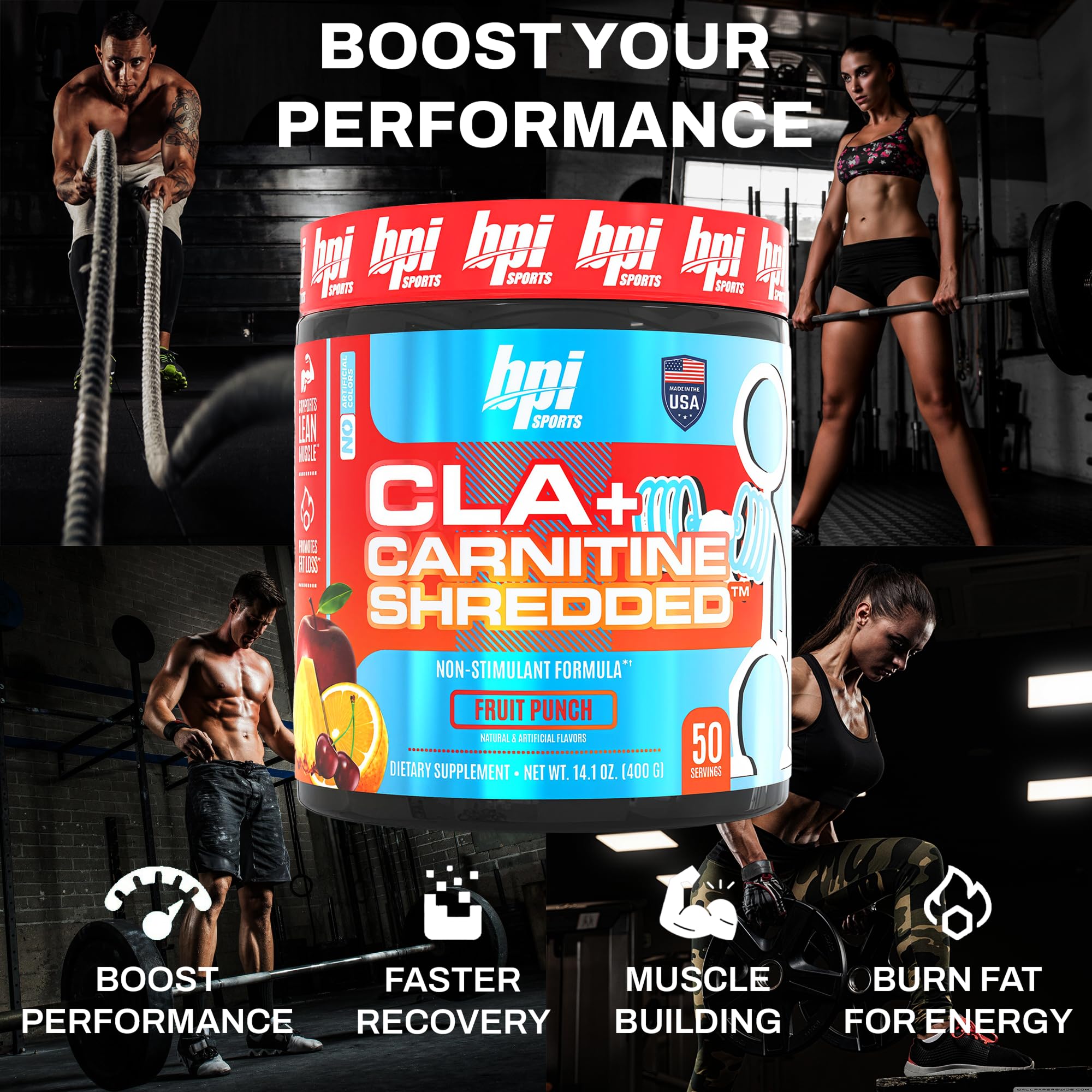 BPI Sports CLA + Carnitine Shredded bottle side profile