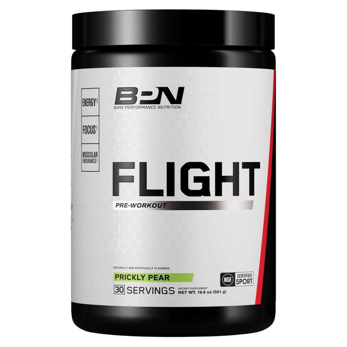 BPN Flight Pre Workout canister with Prickly Pear flavor, 30 servings