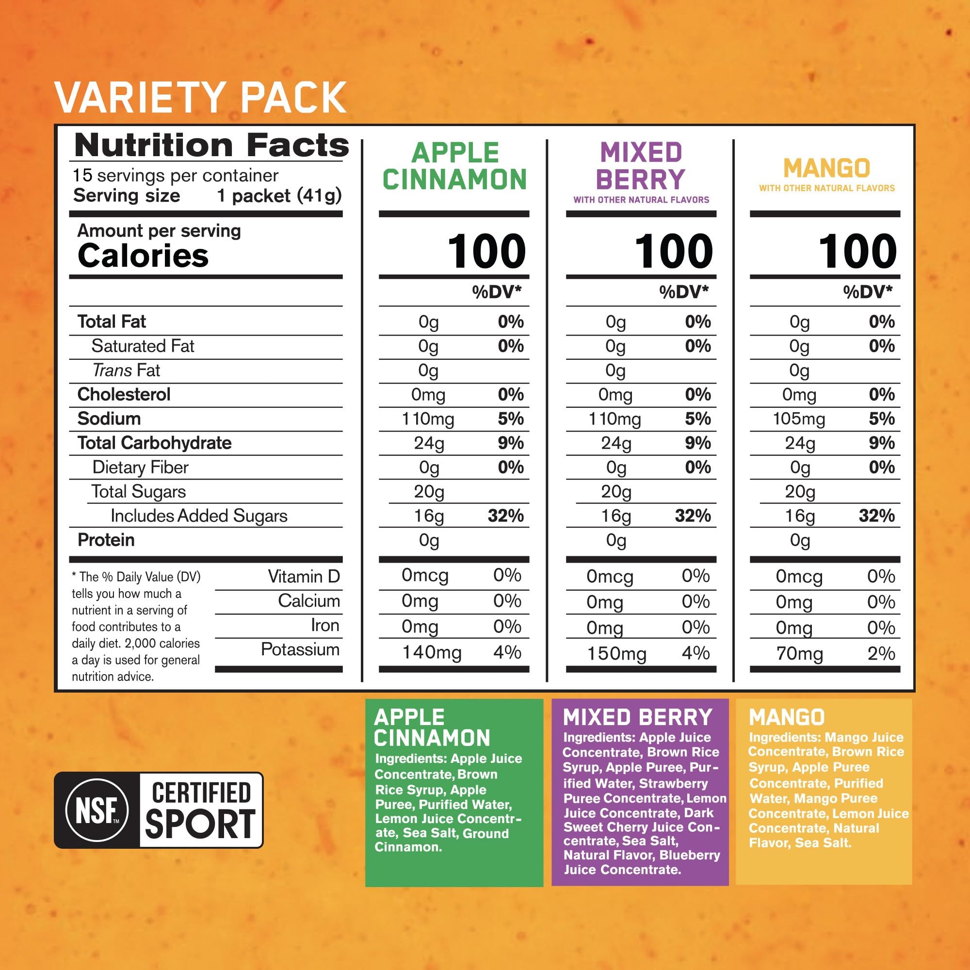 Mango flavor gel pouch