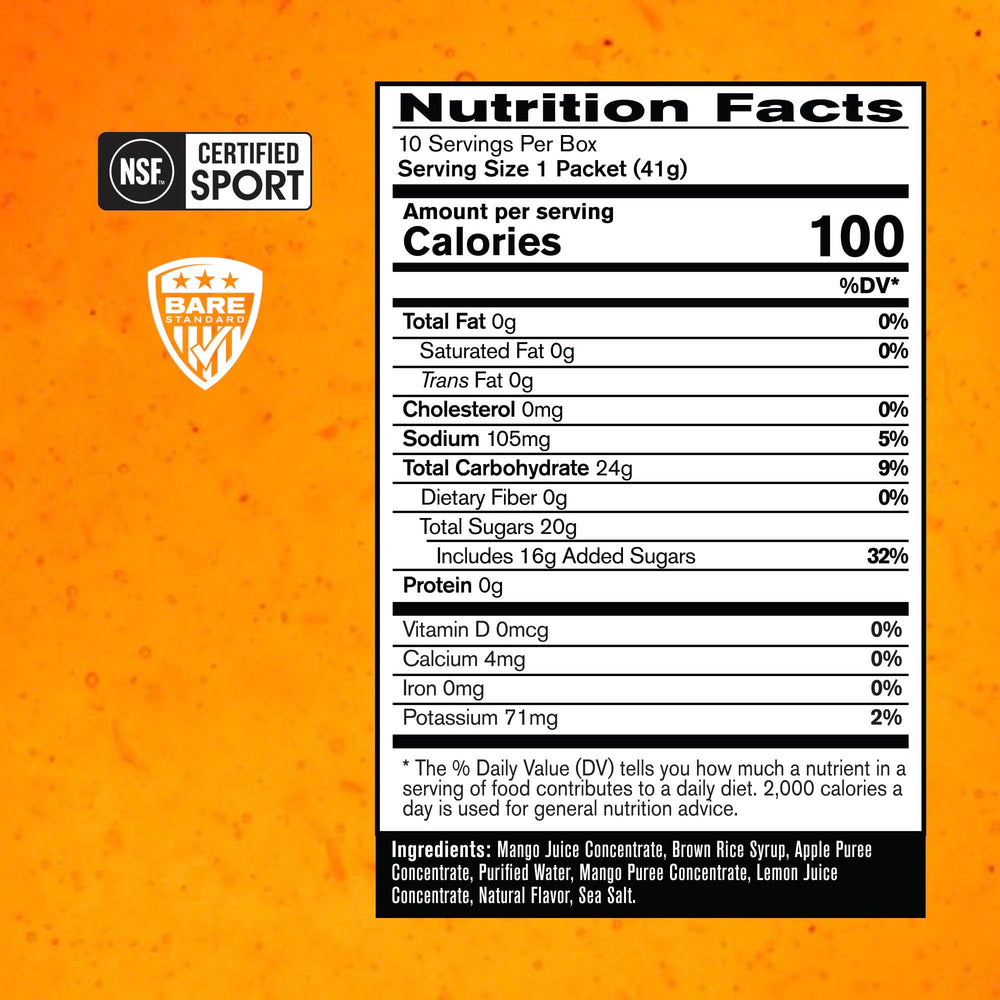 Back packaging with nutrition panel