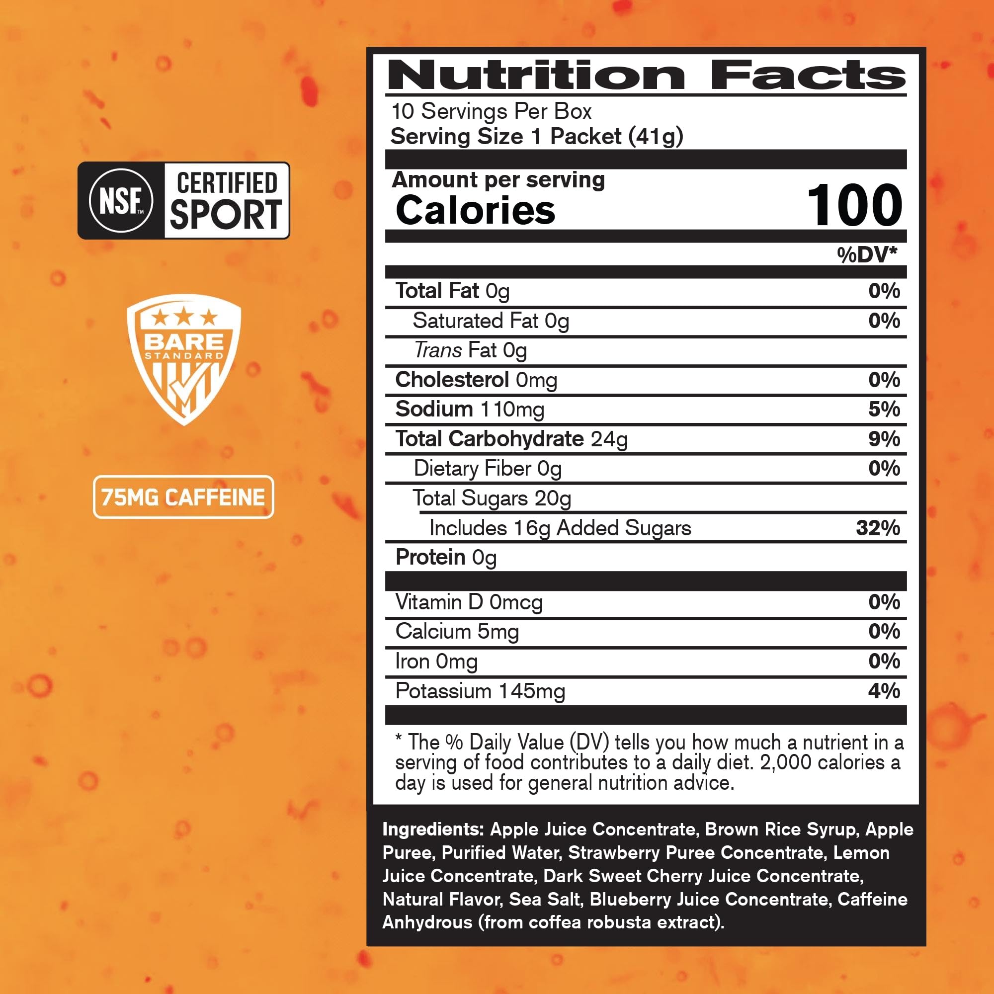 Back view showing packaging and label of BPN Go Gel Endurance mixed berry 10-pack