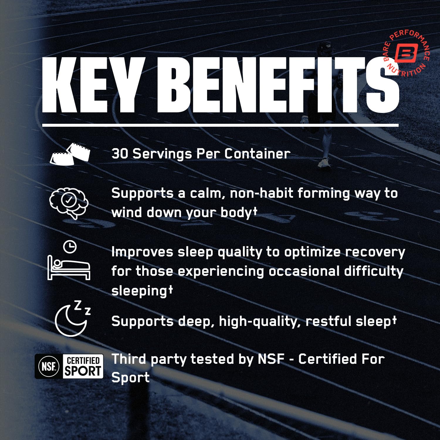 Ingredients panel for BPN Peak Sleep Gummy Berry