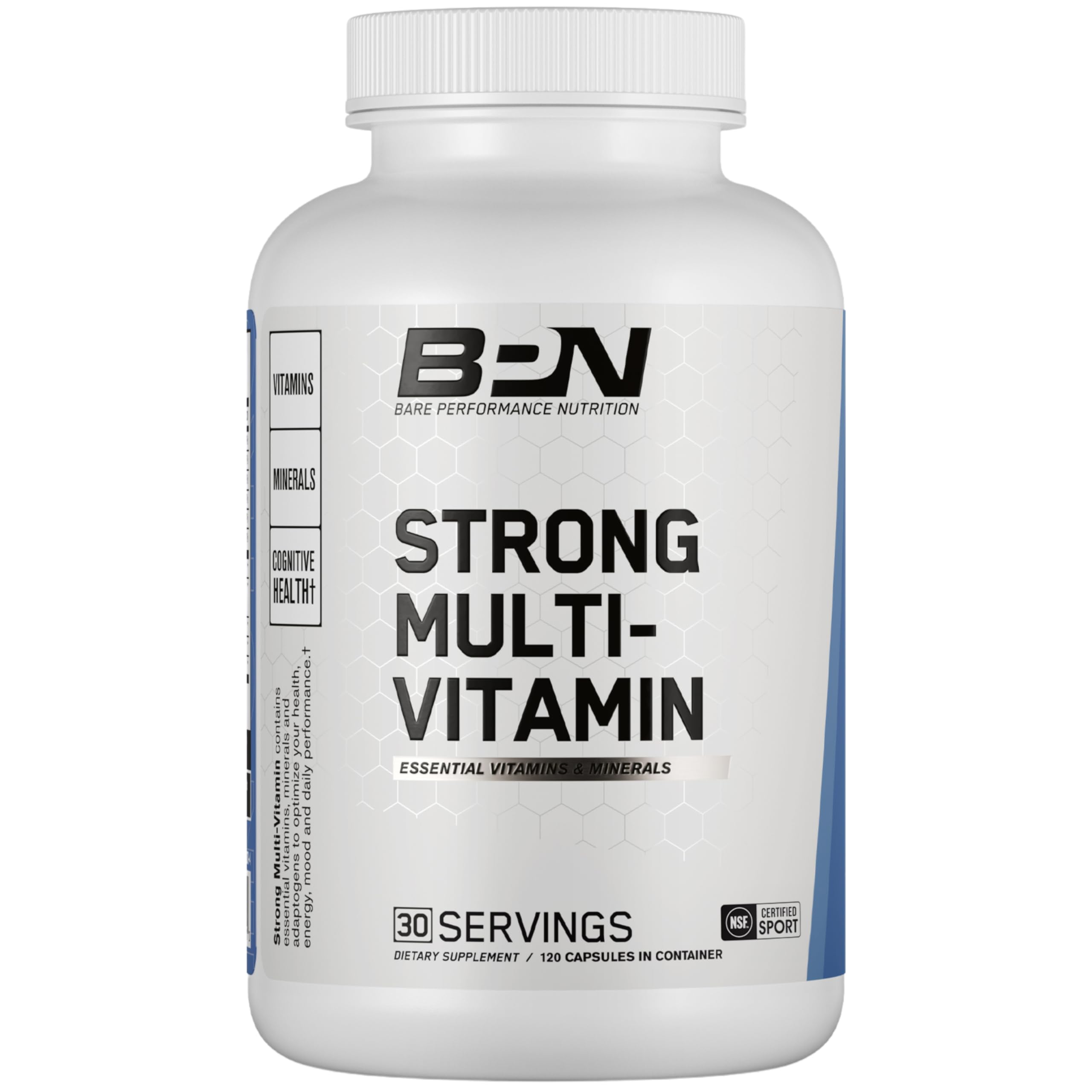 Front view of BPN Strong Multi-Vitamin bottle