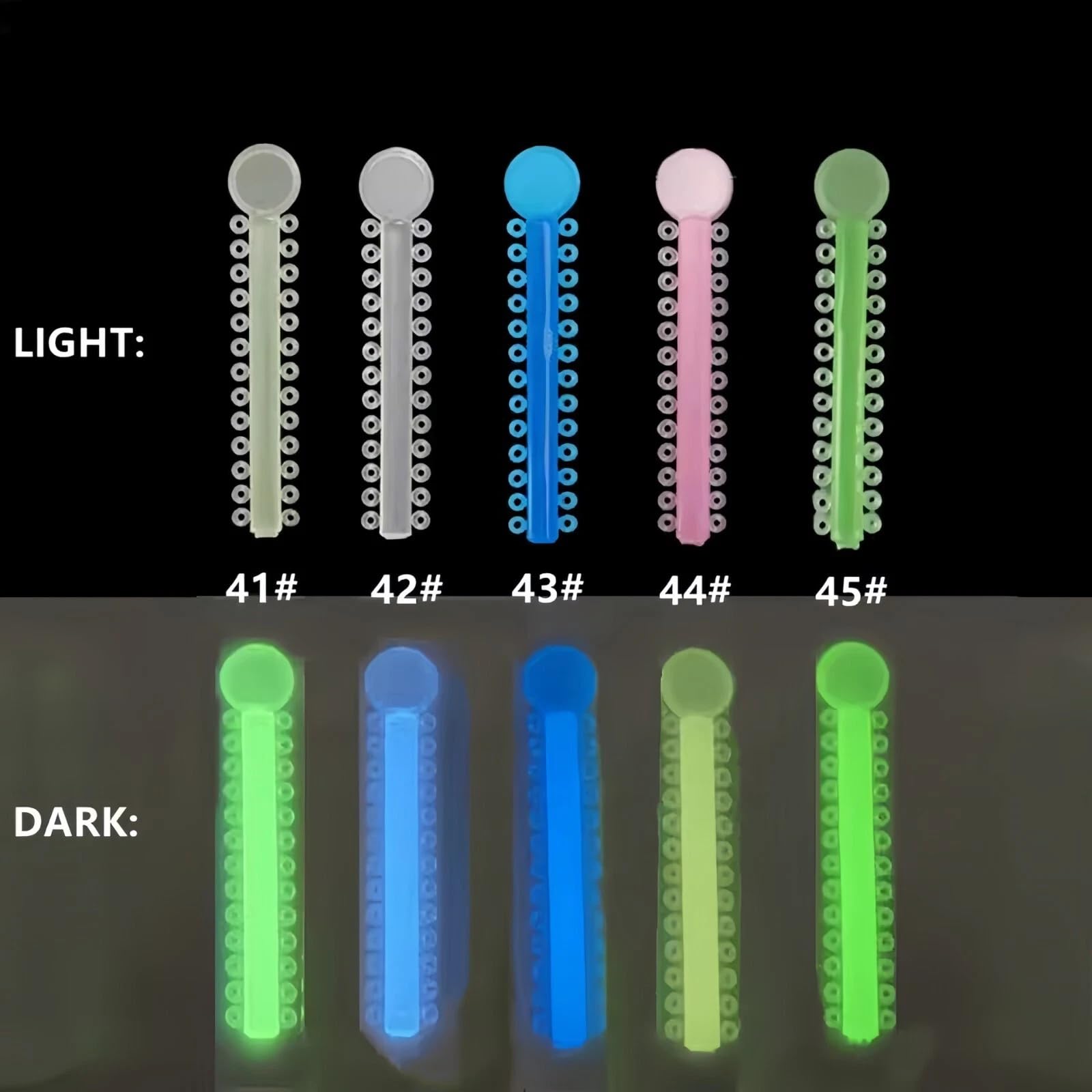 Assorted glow-in-the-dark braces ligature ties pack