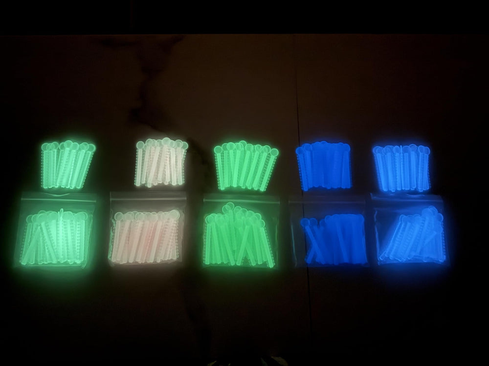 Daytime discreet, nighttime vibrant glow colors for braces