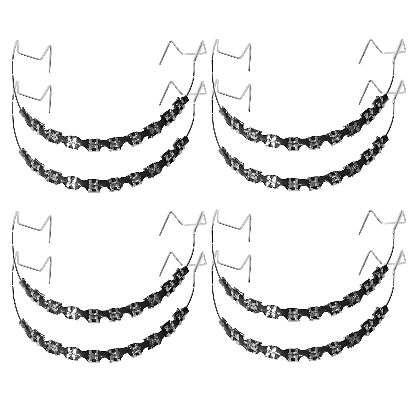Four pairs of black braces fake for orthodontic teaching
