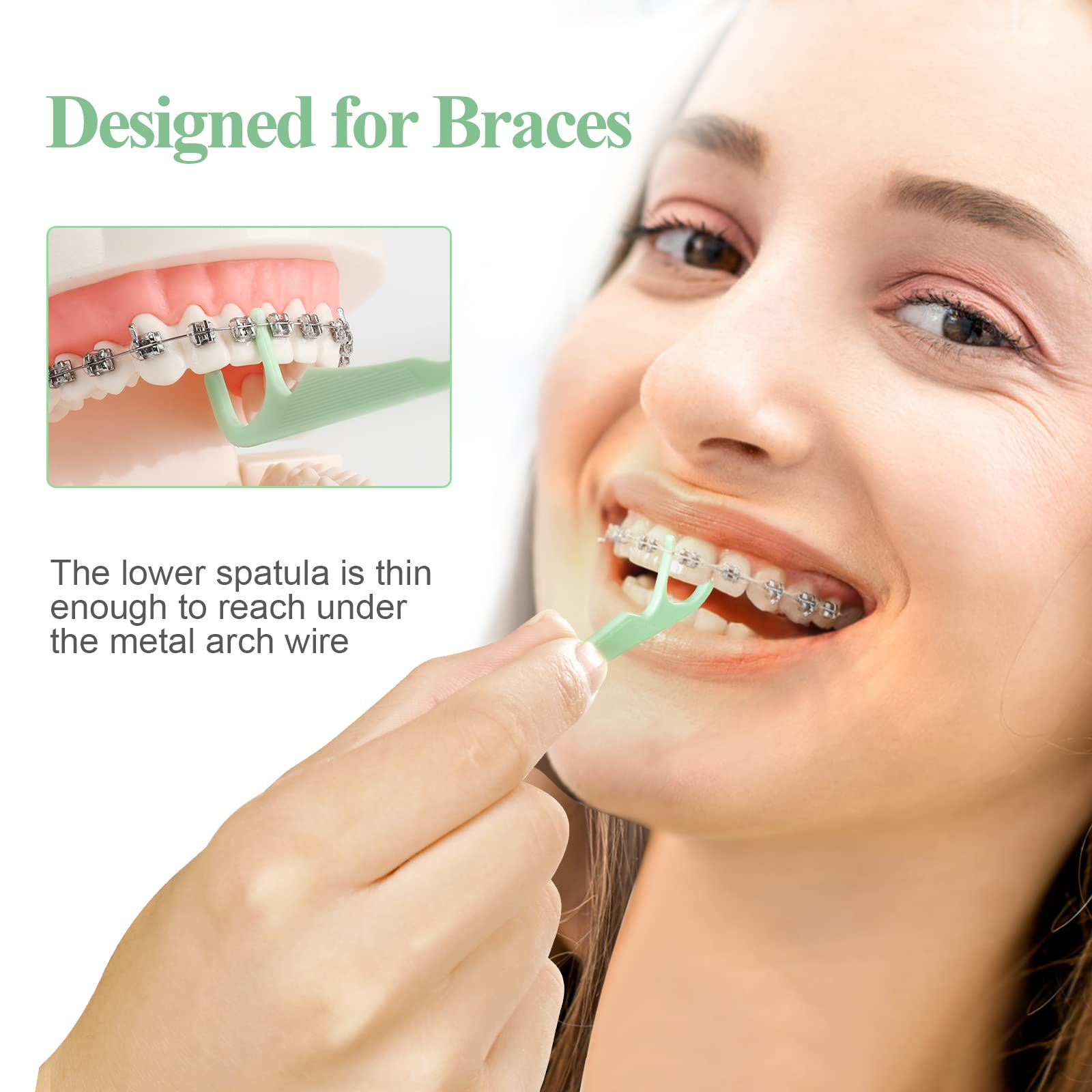 Braces-friendly flossers designed to fit under arch wires