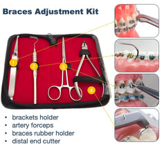 Brackets holder and artery forceps from the braces kit
