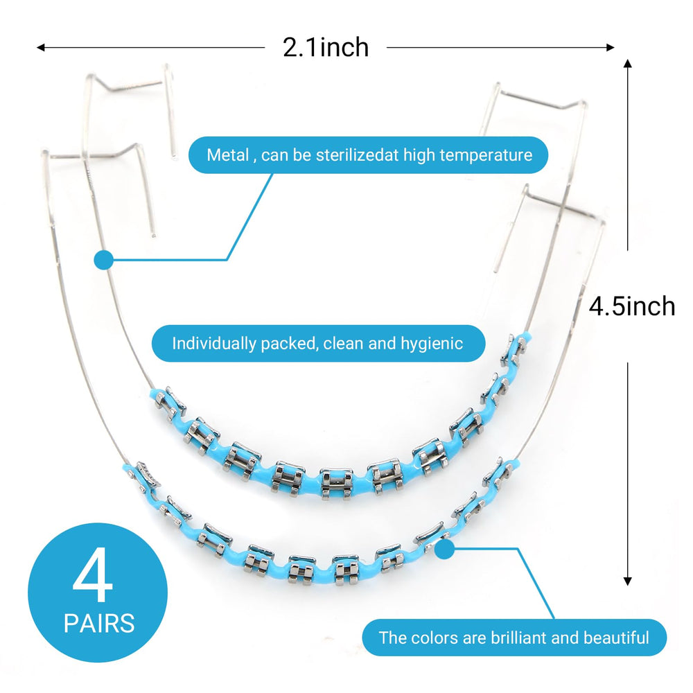 Durable blue brackets and wire kit for orthodontic practice.