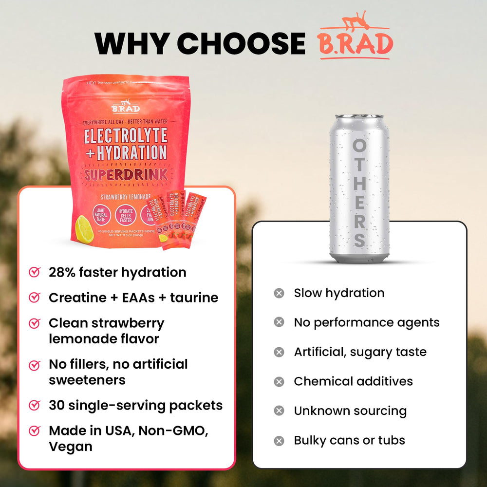 B rad Superdrink flavor close-up natural strawberry lemonade taste