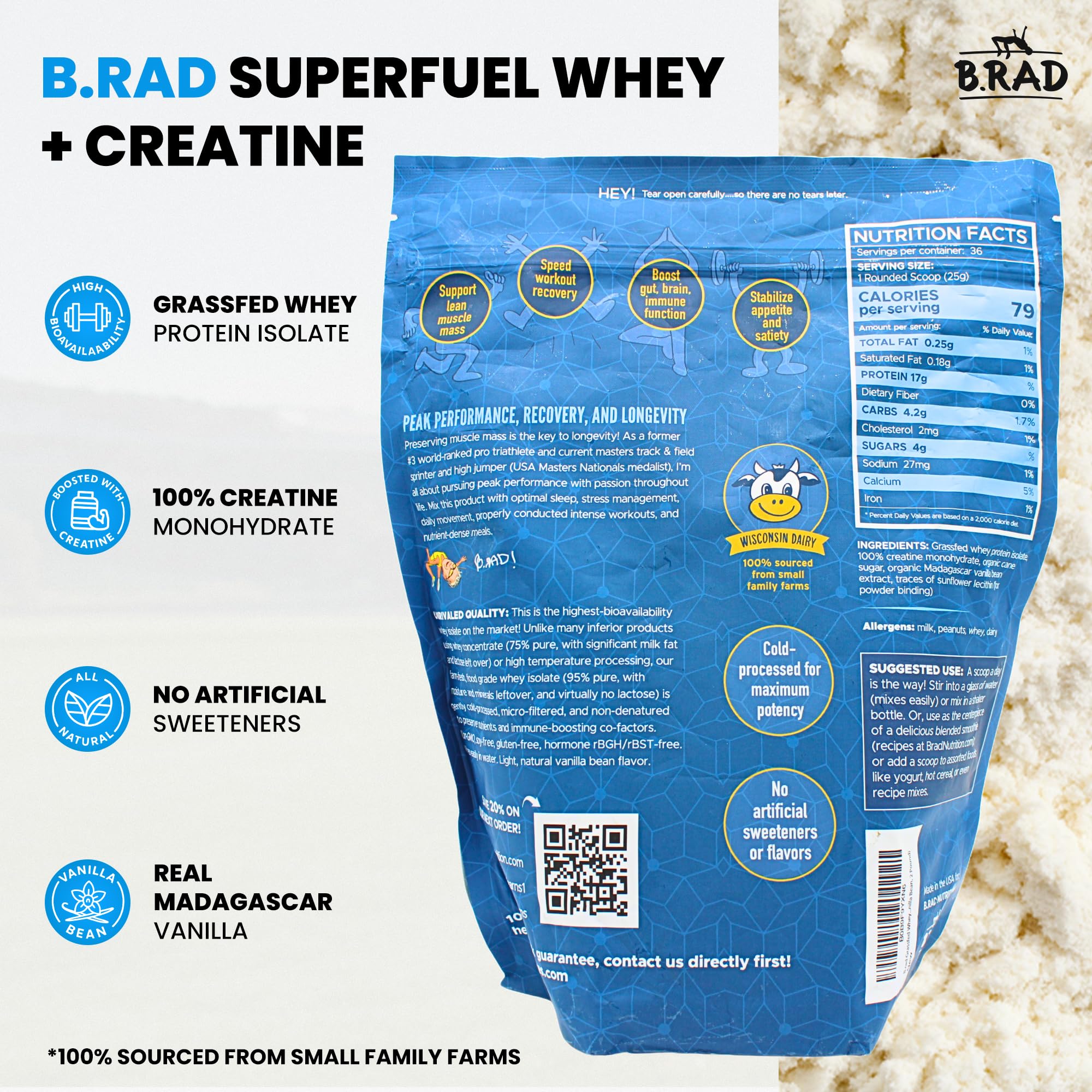B.rad Superfuel creatine-boost closeup highlights added creatine for training support.