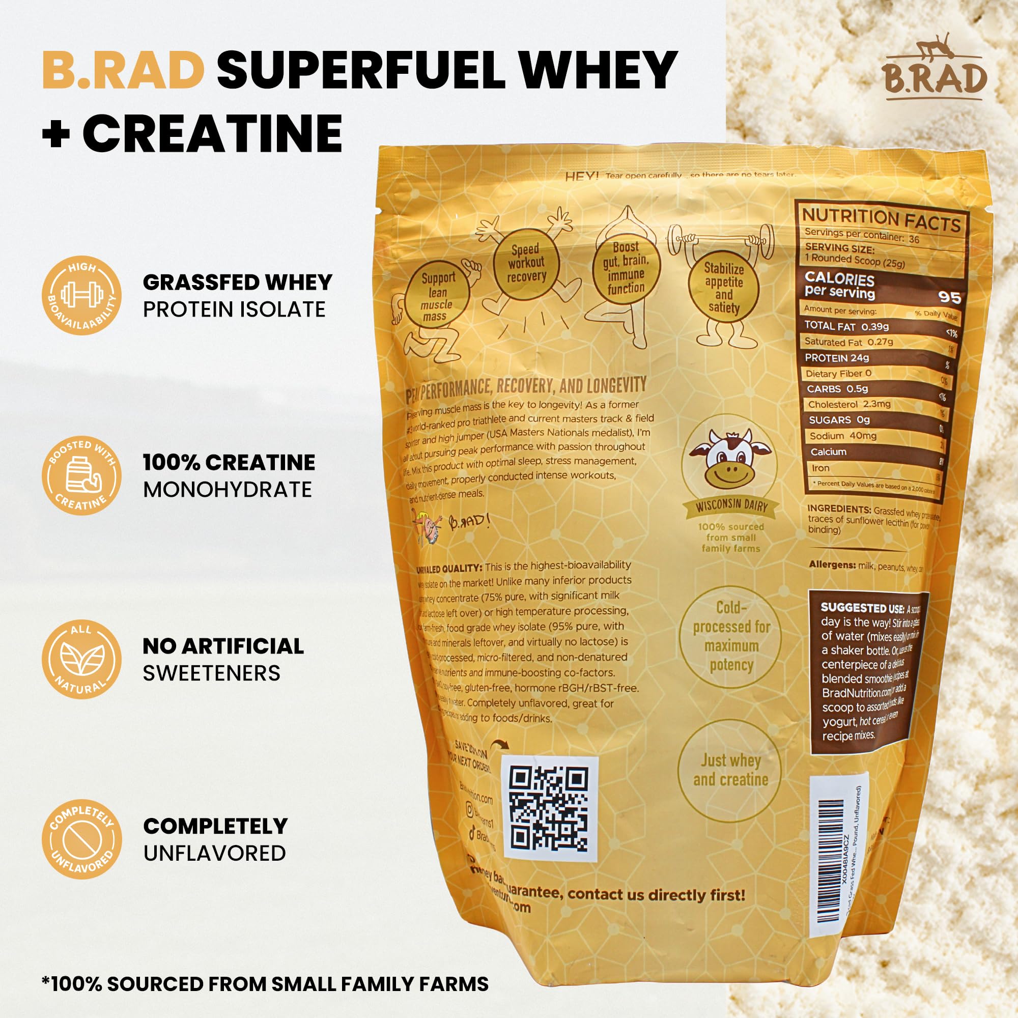 B.rad Superfuel grass-fed whey powder as a high-quality protein source