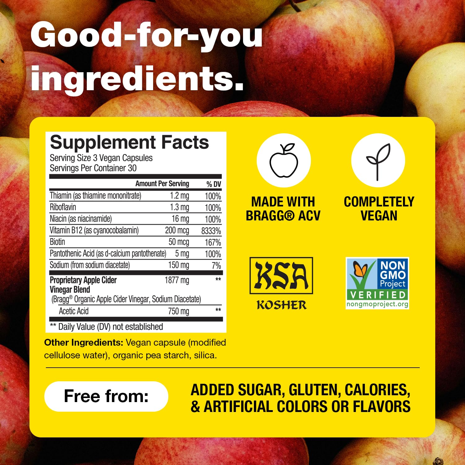Three Bragg capsules on spoon showing serving size convenience