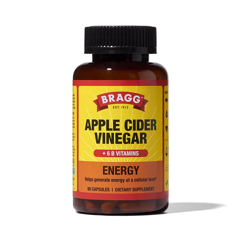 Bragg Apple Cider Vinegar Capsules with B12 bottle and label
