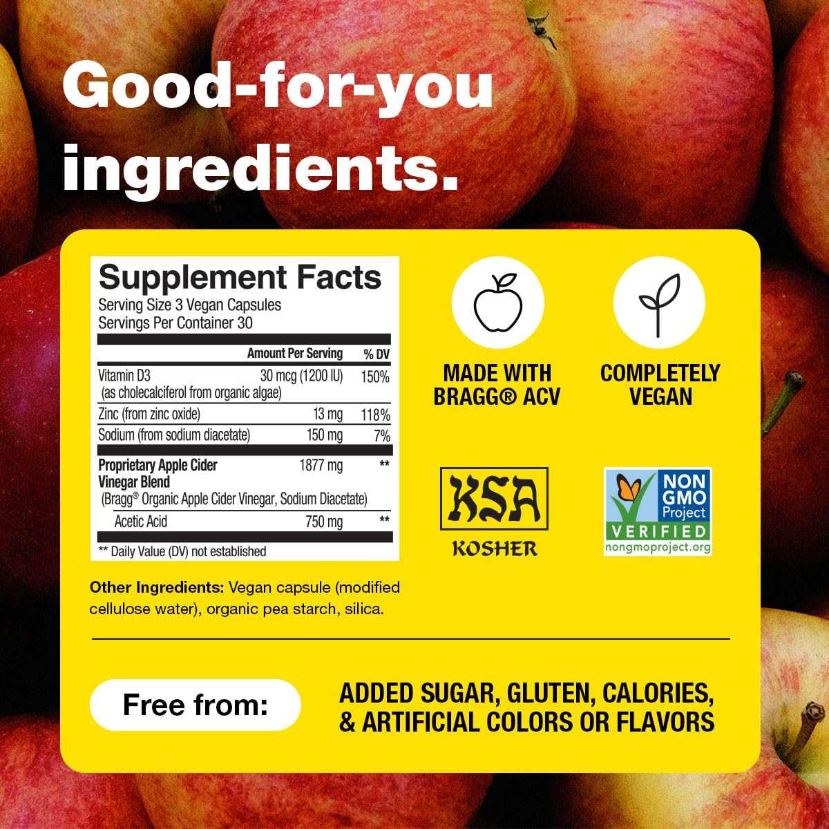 Bragg etiqueta con lista de ingredientes, claridad y confianza