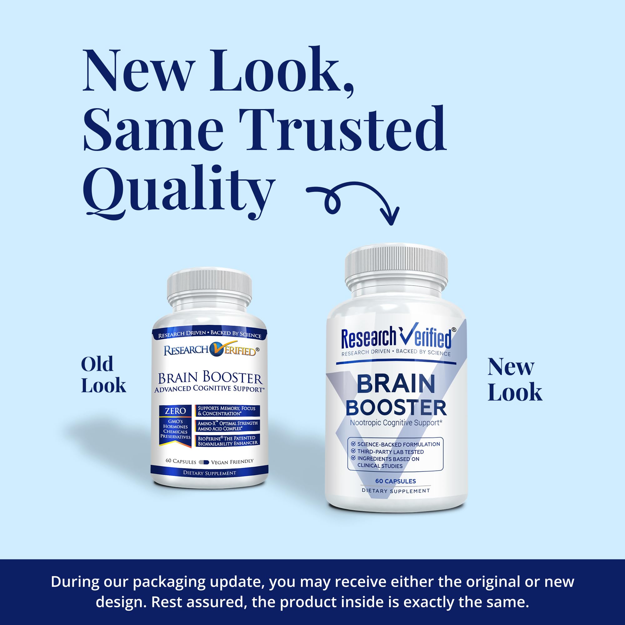 Close-up of Brain Booster label showing vegan capsule count