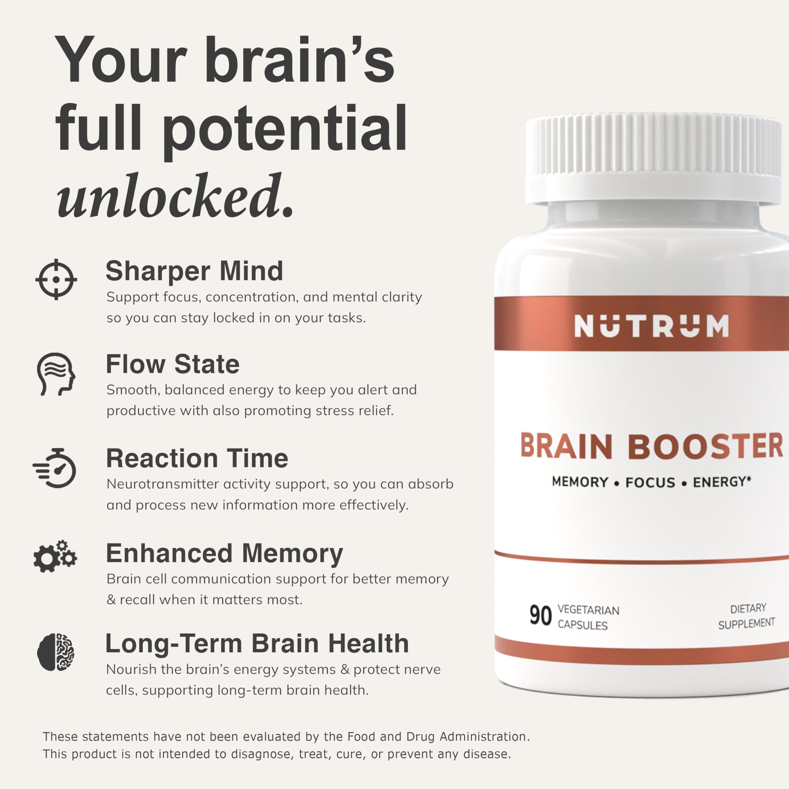 Close-up of Brain Booster capsules and packaging