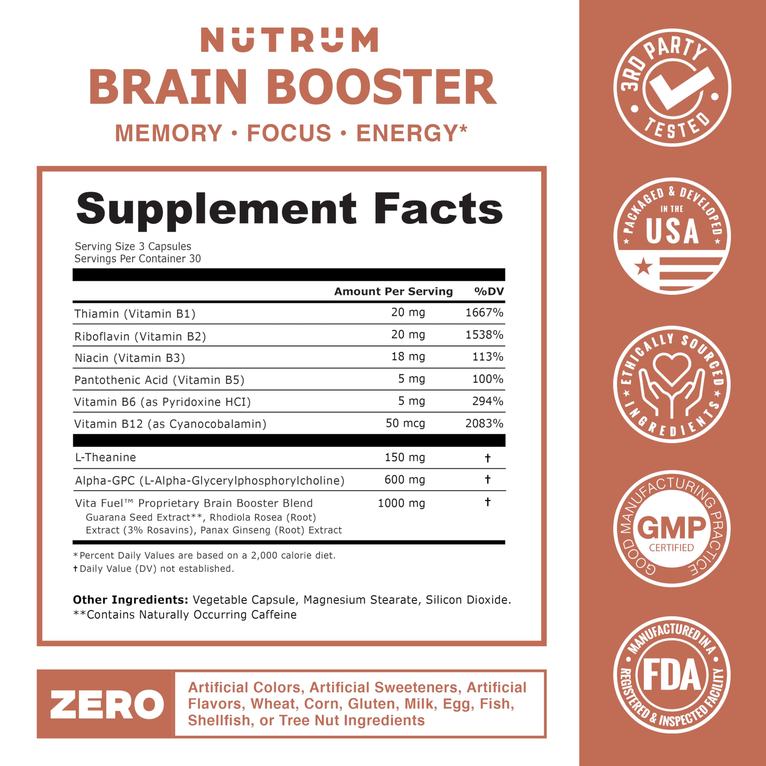 Three Brain Booster bottles displayed together for a 3-pack