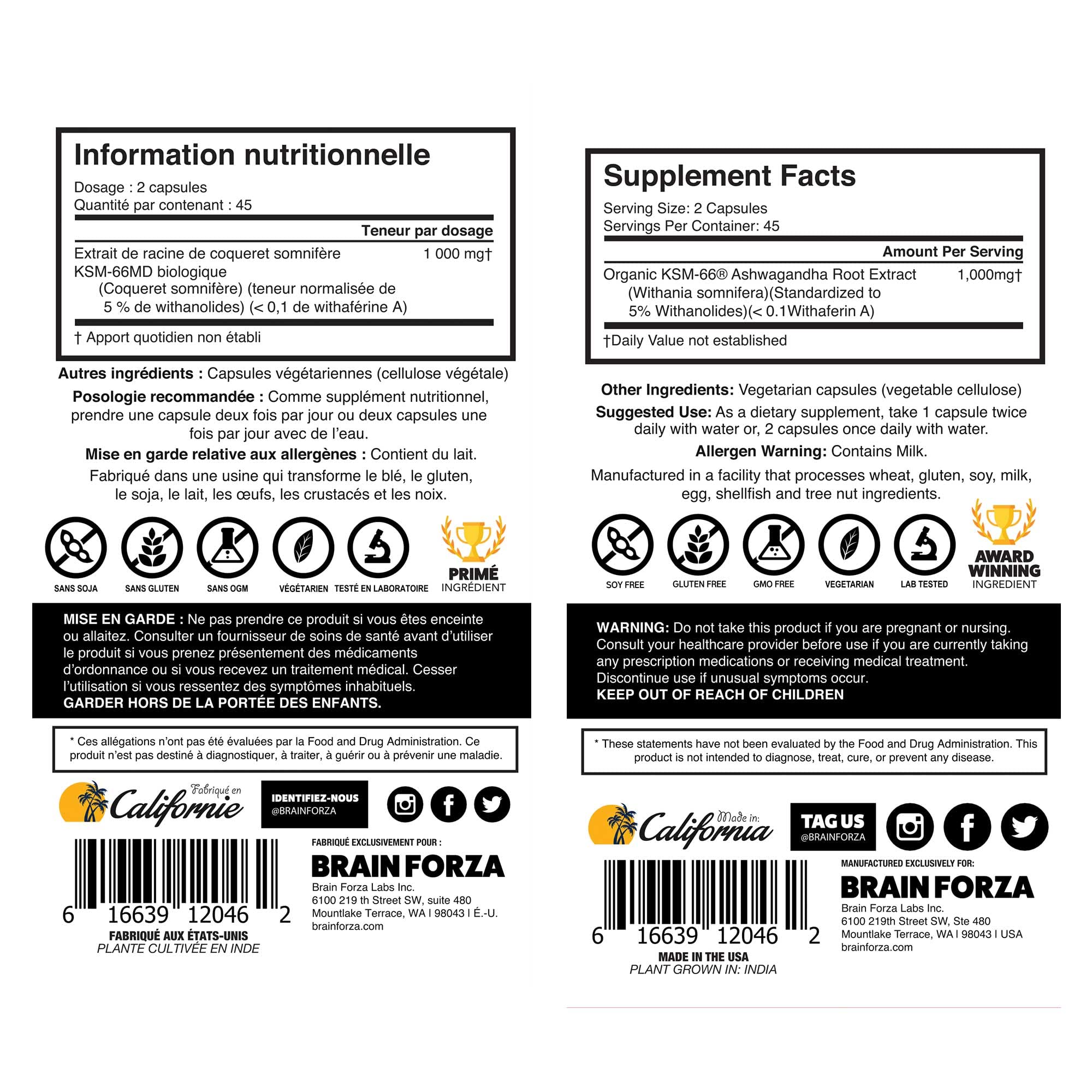 Brain Forza KSM-66 Ashwagandha capsules dispense shot illustrating routine use.