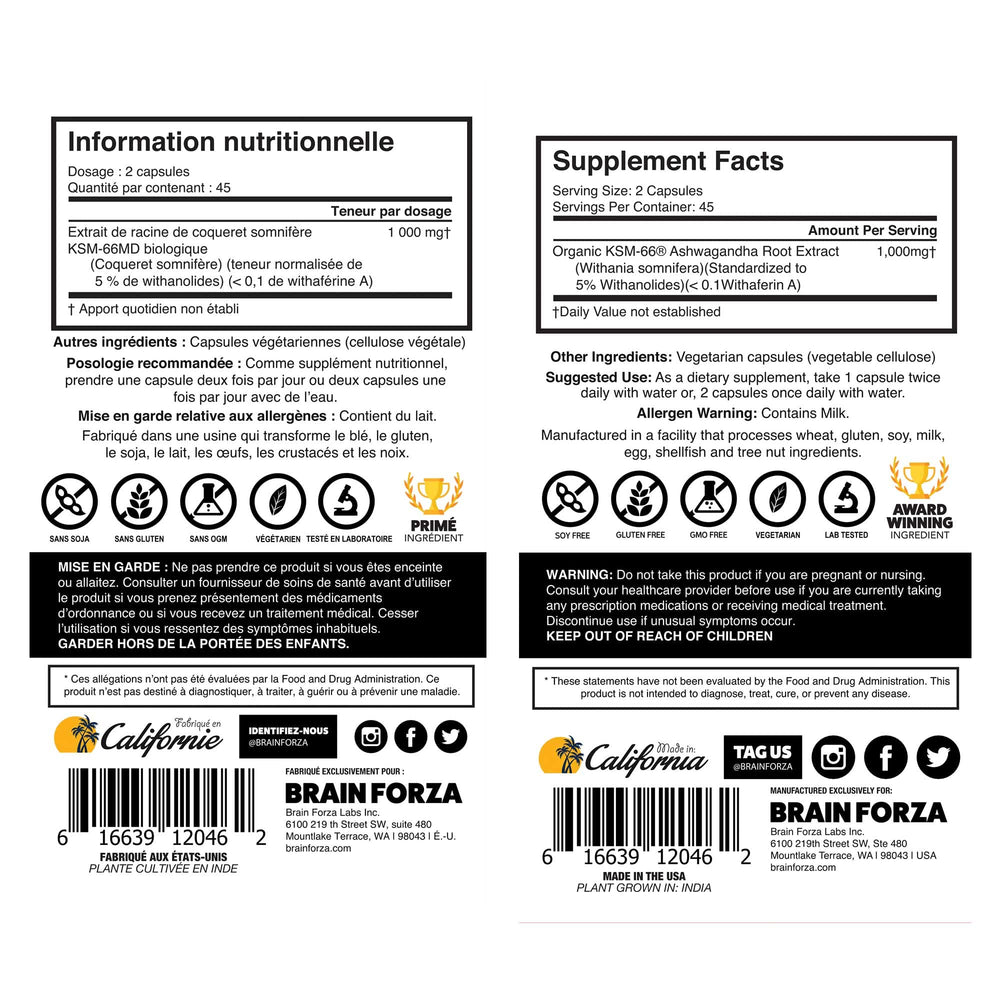 Brain Forza KSM-66 Ashwagandha capsules dispense shot illustrating routine use.