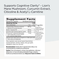 Brain health supplement bottle labeled vegan, gluten-free and dairy-free