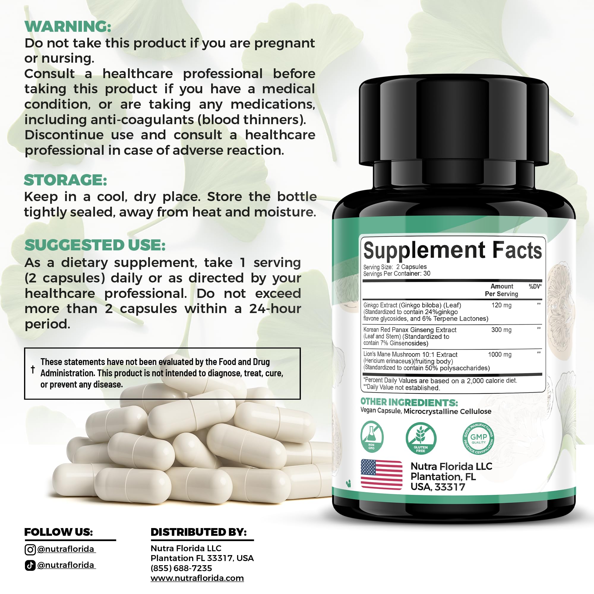 Brain health supplement packshot highlighting memory and focus benefits