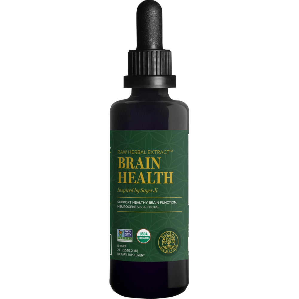 Global Healing Center Brain Health bottle with USDA Organic nootropic (2 fl oz)