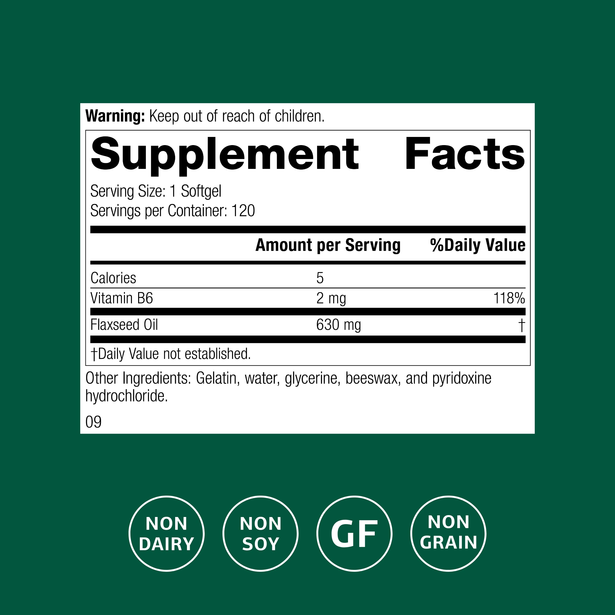 Close-up of flax oil with B6 highlighting brain, heart, and skin benefits