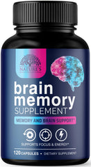 Bottle of Brain Memory Supplement Pills with 120 capsules