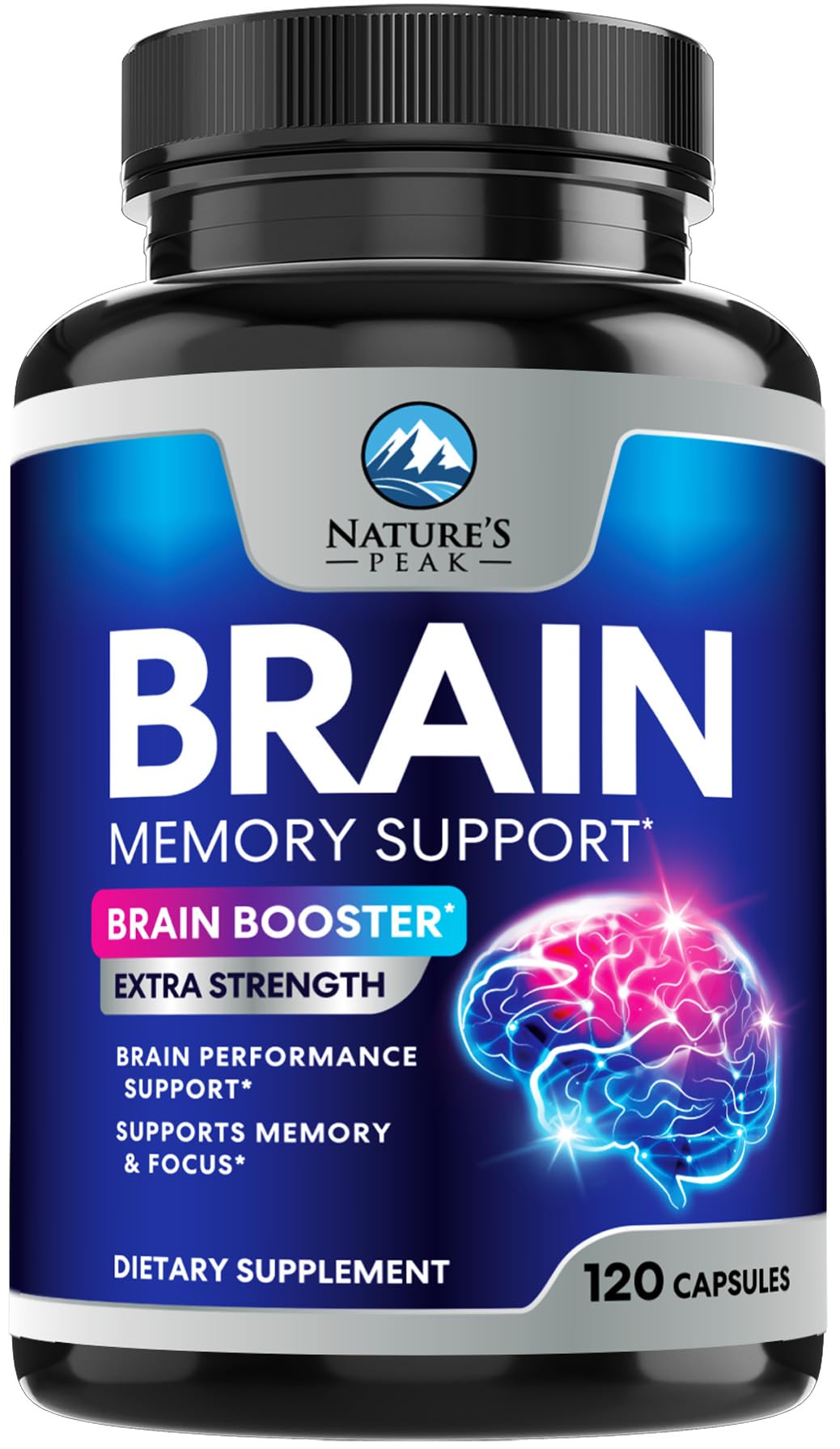 Bottle of Brain Memory Supplement with 120 capsules