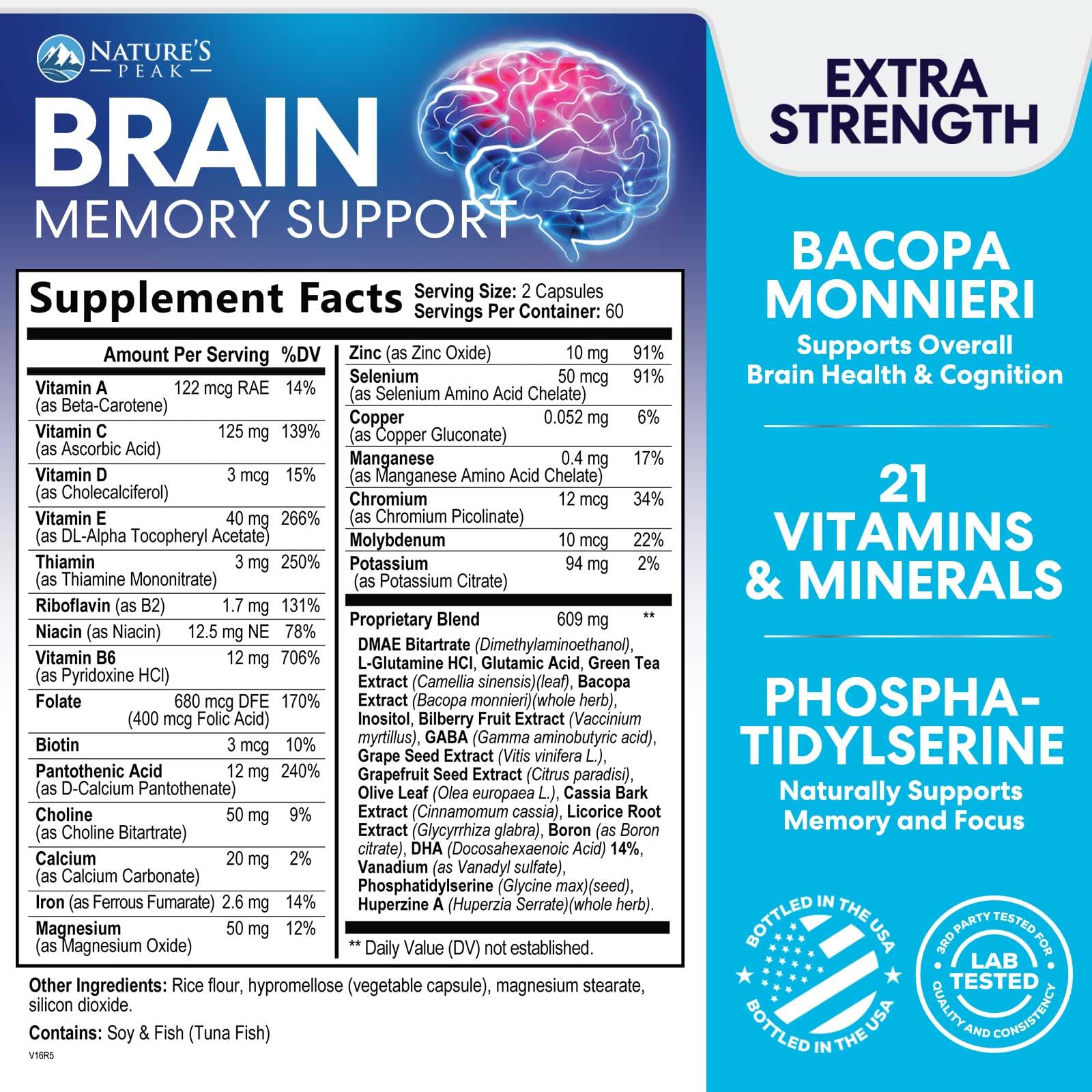 Close-up of Bacopa Monnieri and DMAE ingredients