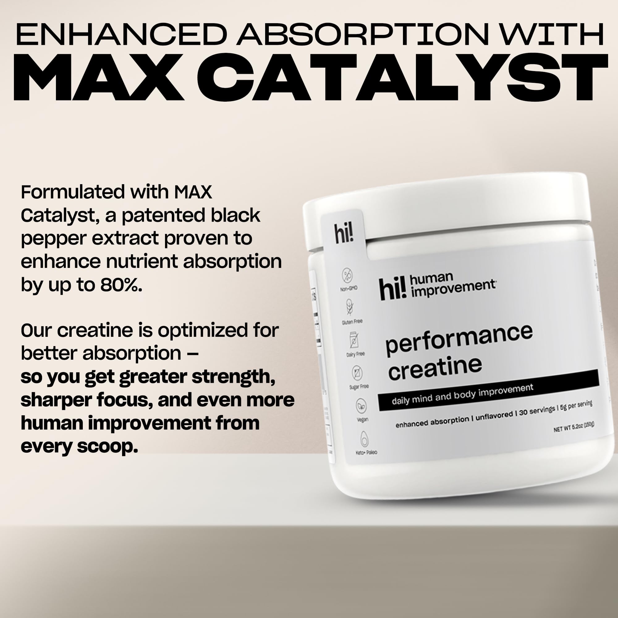 Brain-performance concept with creatine for clarity and focus