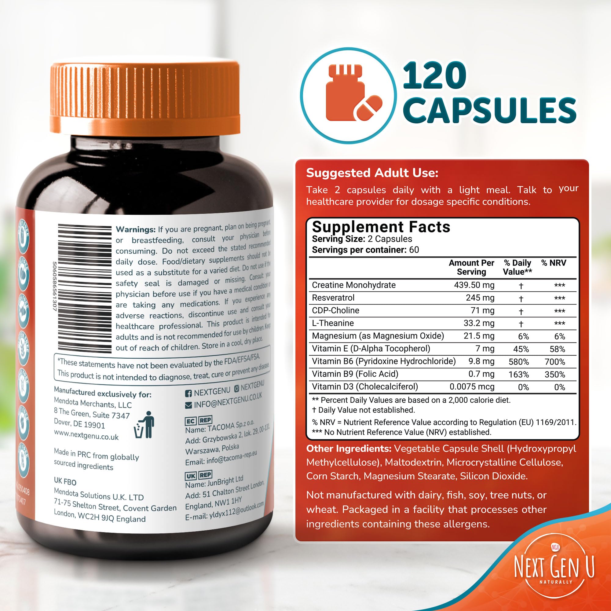 Focus imagery representing cognitive support from the supplement