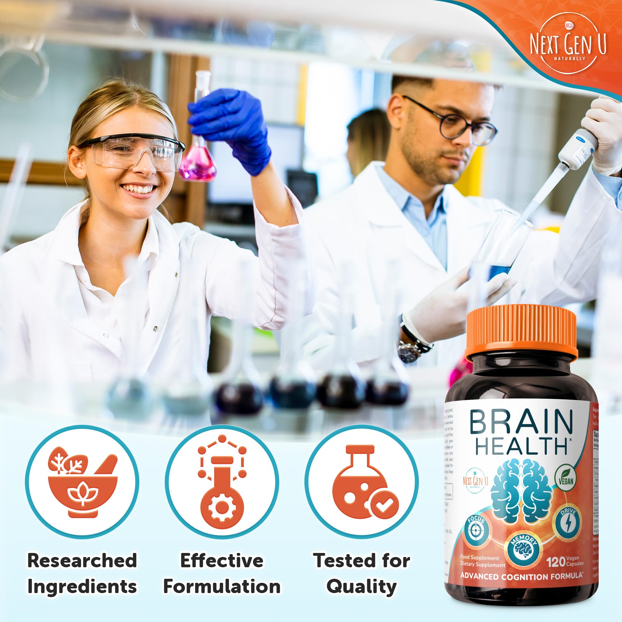 Concept image of brain health ingredients and nutrients