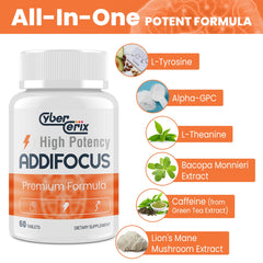 Key ingredients: L-Tyrosine, L-Theanine, Alpha-GPC