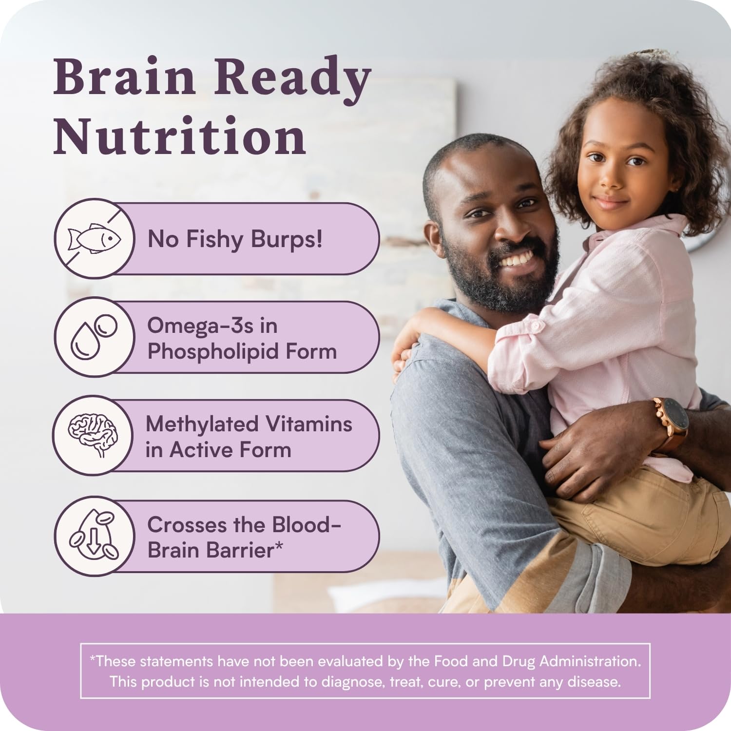 Brain health concept with omega-3 and B vitamins