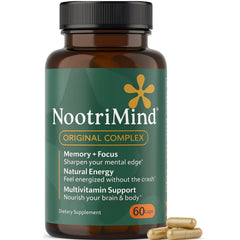 Bottle of brain memory and focus nootropic supplement